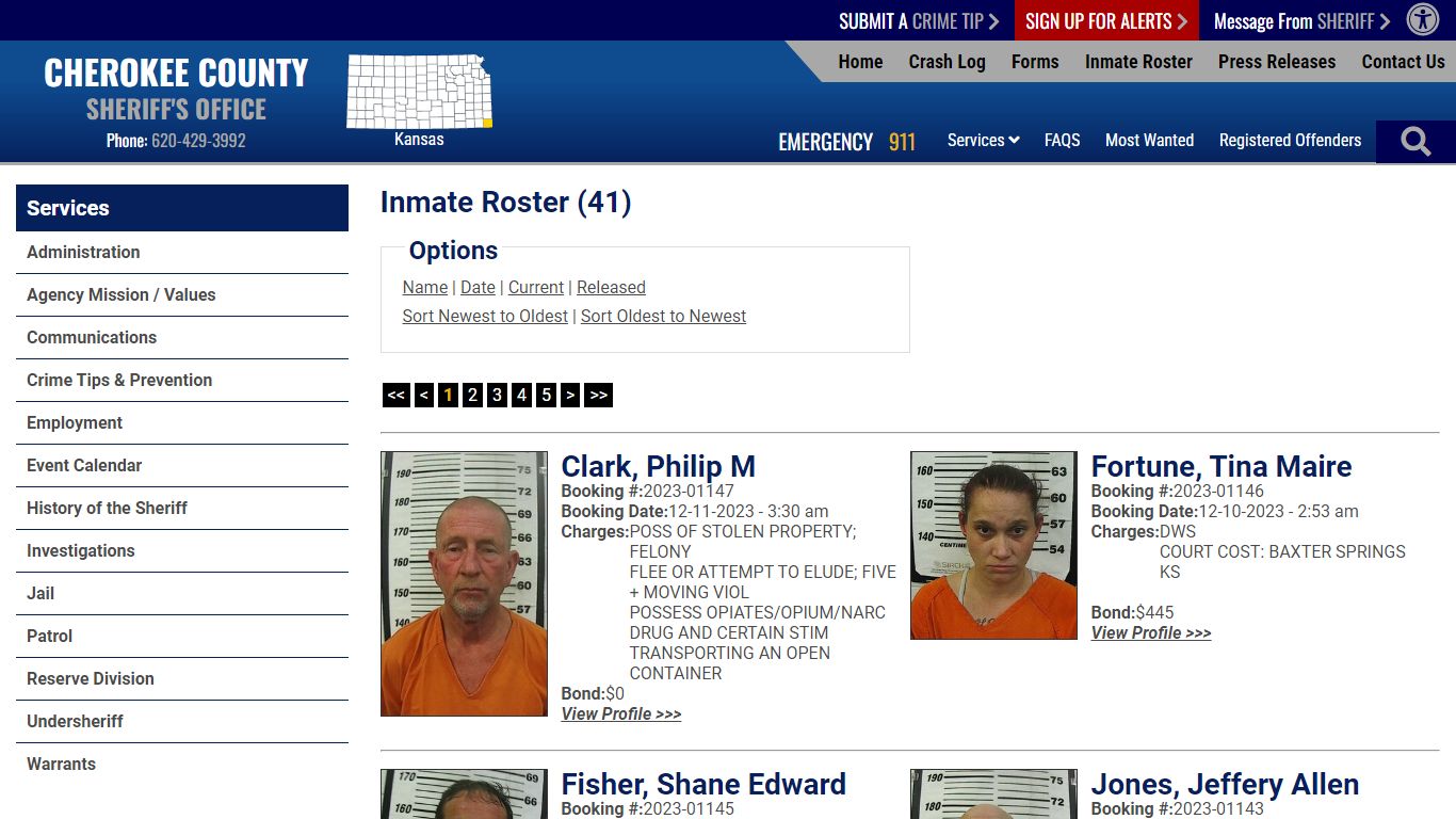 Inmate Roster (39) - Cherokee County Sheriff KS